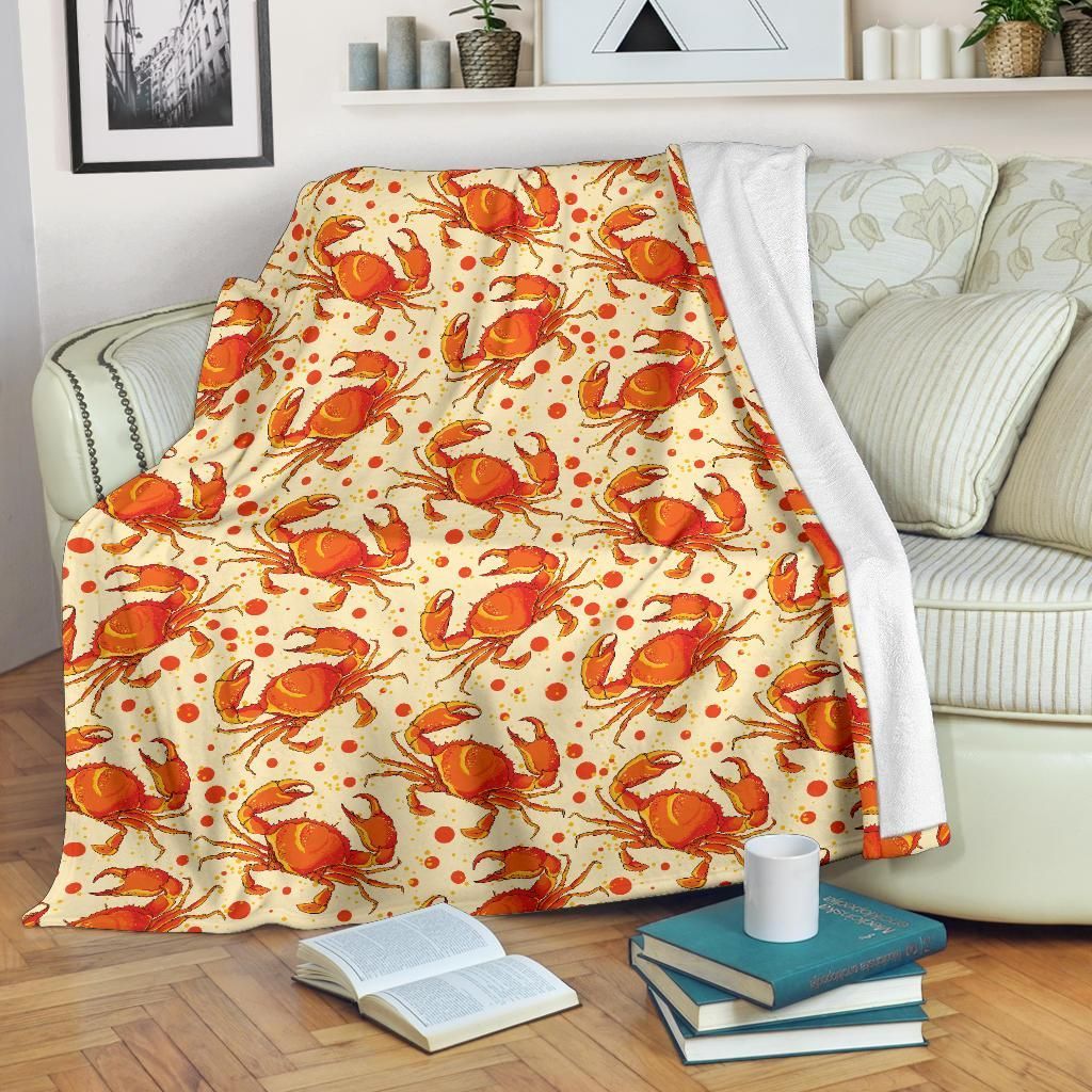 Crab Pattern Sherpa Fleece Blanket