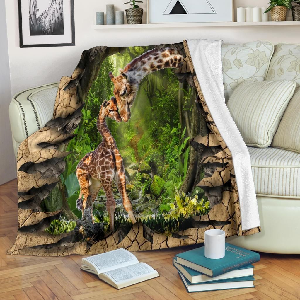 Crack Giraffe Sherpa Fleece Blanket