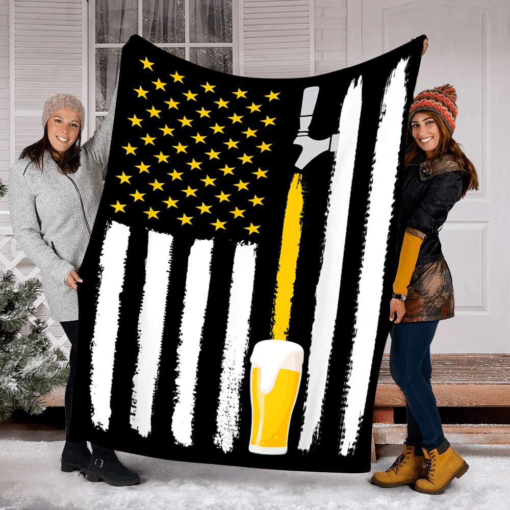 Craft Beer American Flag Usa Sherpa Fleece Blanket