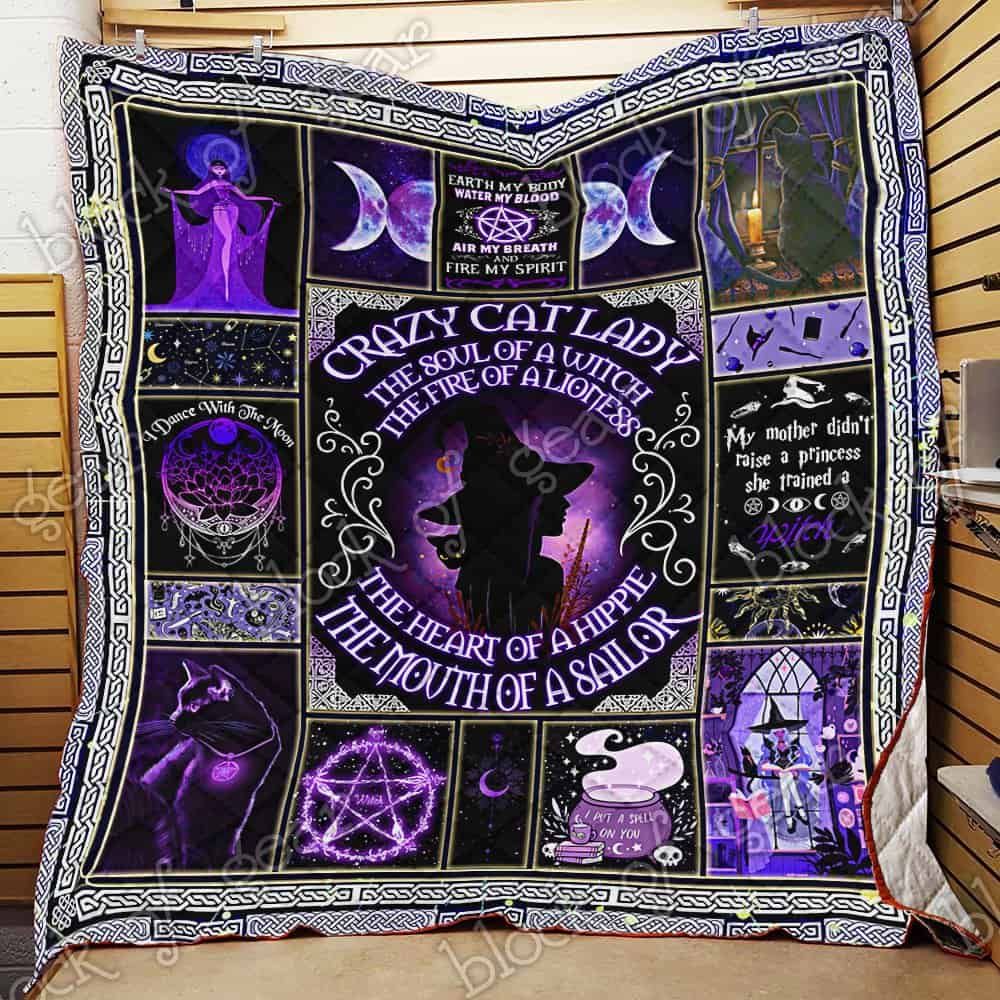 Crazy Cat Witch Lady CL18100176MDQ Quilt Blanket