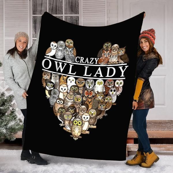 Crazy Owl Lady Sherpa Fleece Blanket