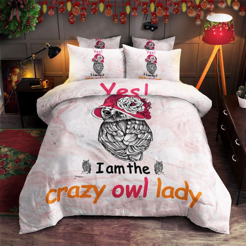 Crazy Owl Lady Bedding Set