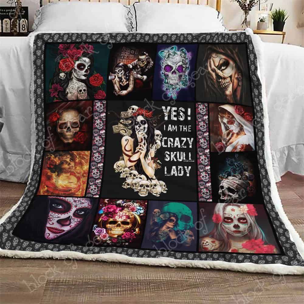Crazy Skull Lady Fleece Blanket