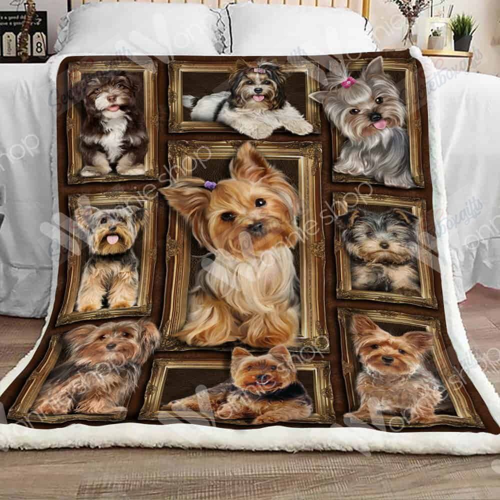 Crazy Yorkshire Terrier Dog Fleece Blanket