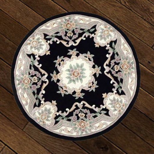 Cream Flowers Round Carpet