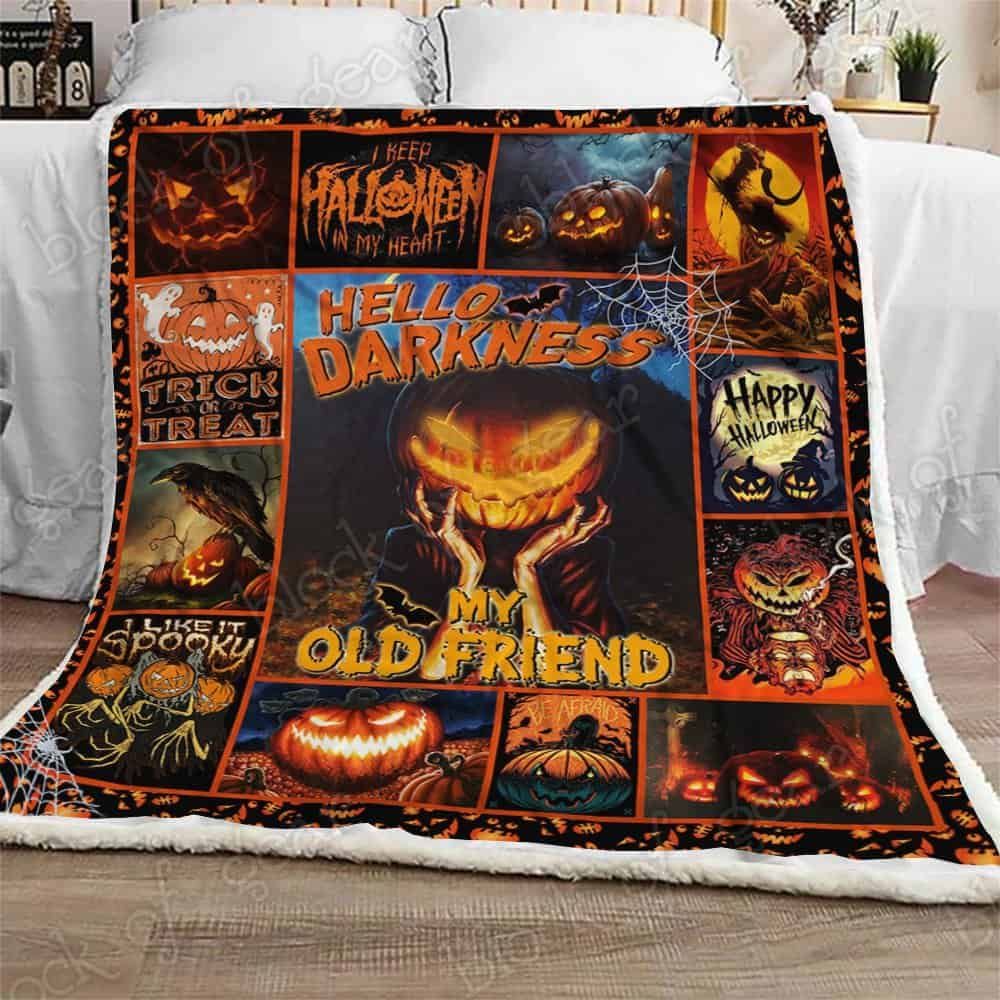 Creepy Pumpkin Halloween Sherpa Fleece Blanket