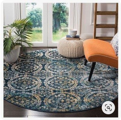 Creme Medallion Loomed Round Carpet