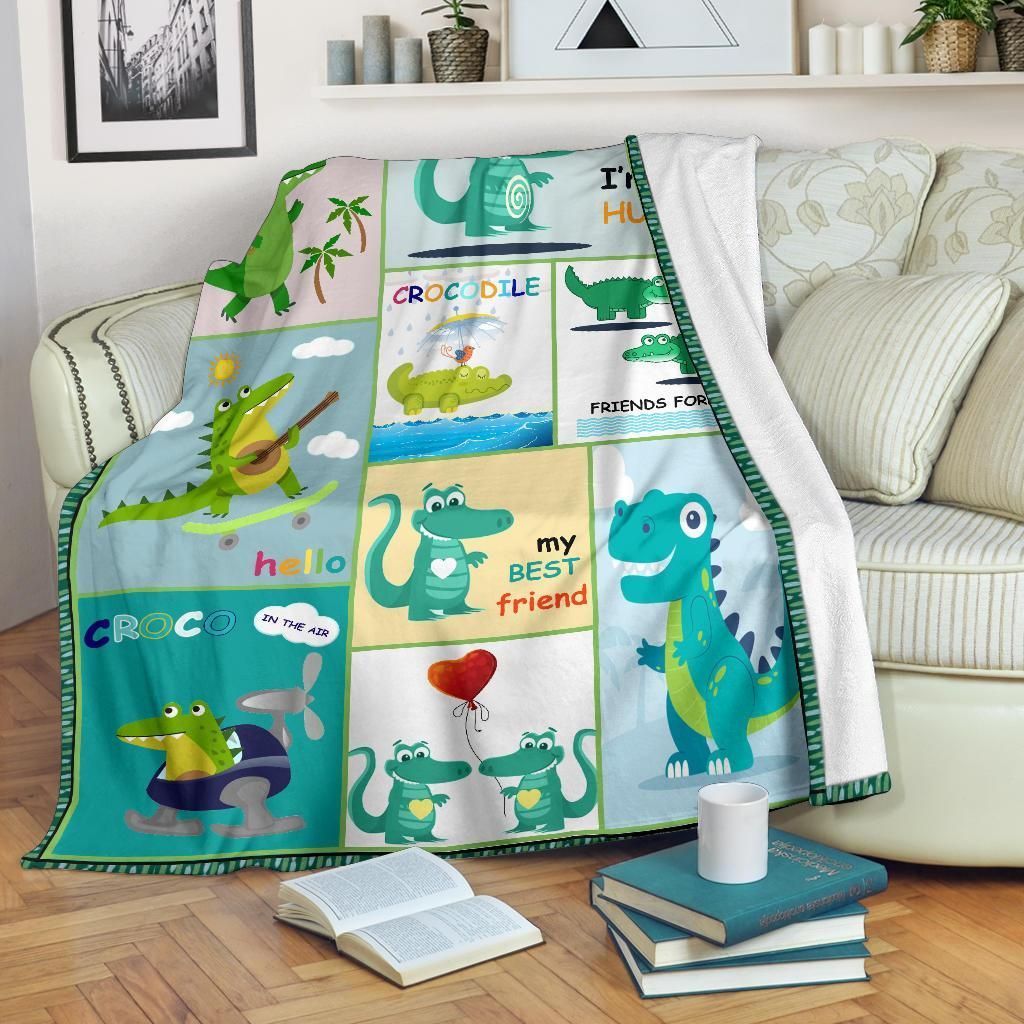Crocodile Dinosaur Sherpa Fleece Blanket