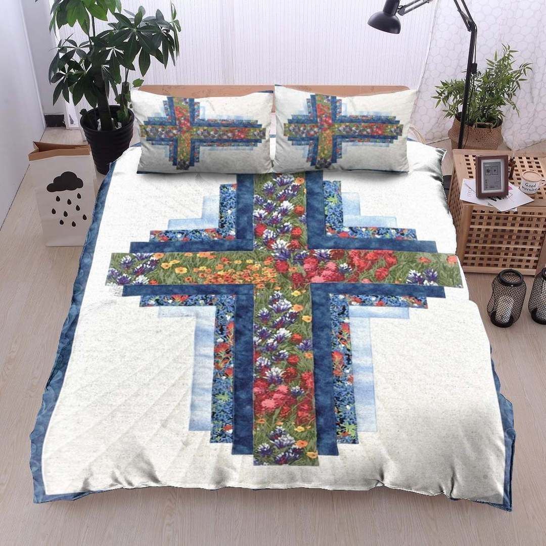 Cross Twin Queen King Cotton Bed Sheets Spread Comforter Bedding Set