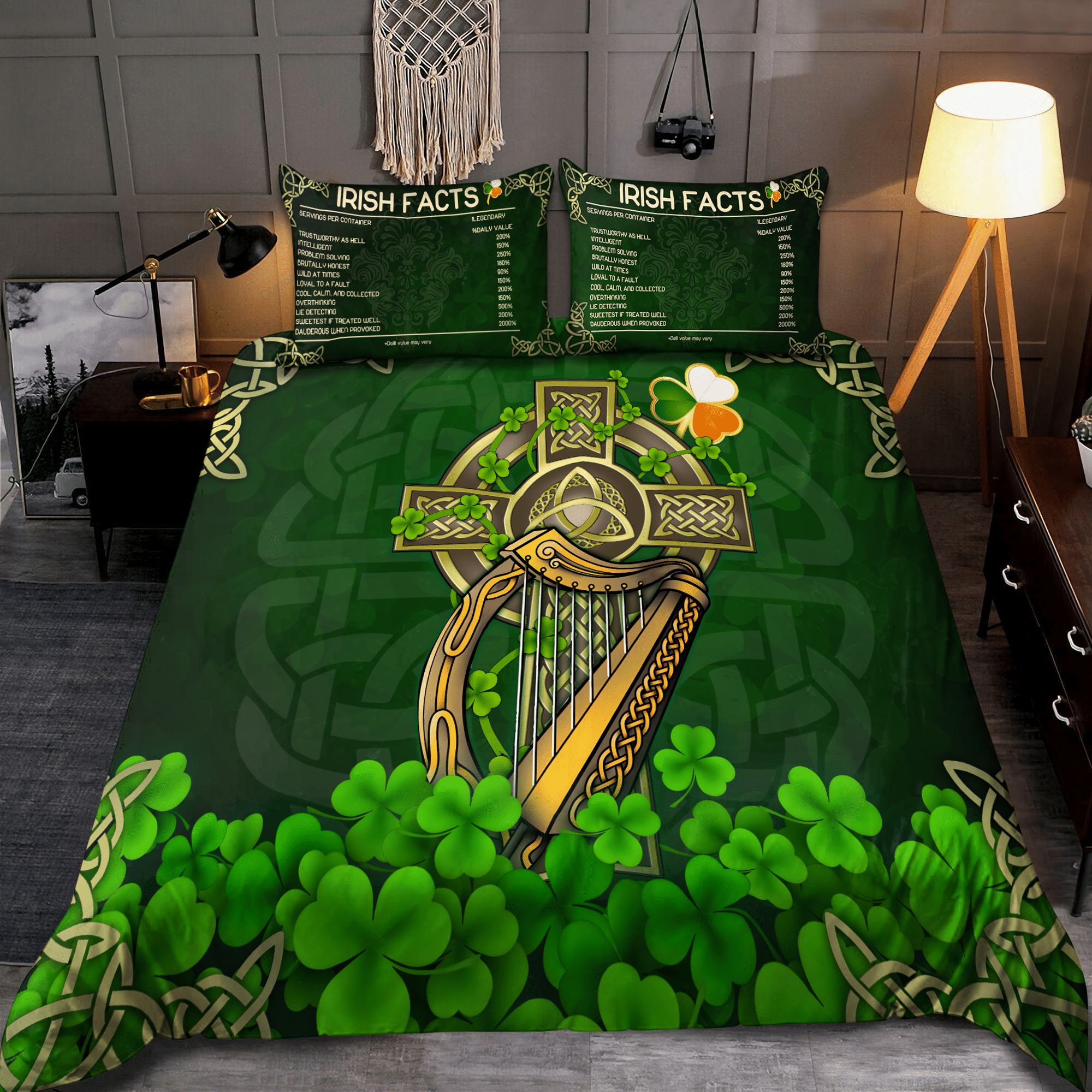 Cross Celtic With Harp St Patrick’s Day Bedding Set