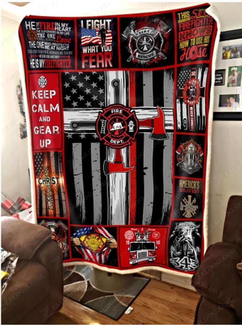 Cross Flag Firefighter Sherpa Fleece Blanket
