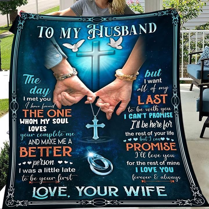 Cross Hand In Hand Wife Gift For Husband Love You For The Rest Of Mine Fleece Blanket