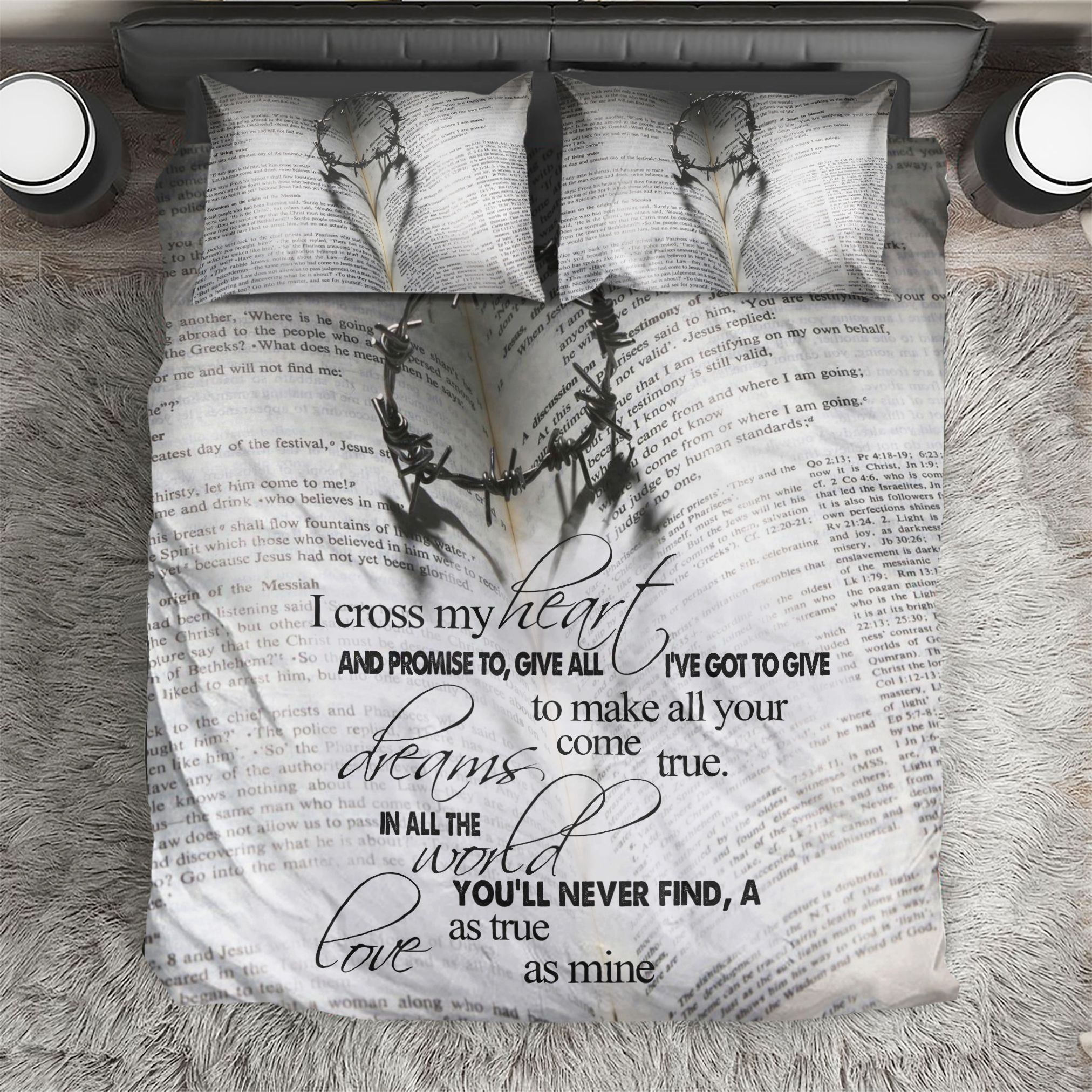 Cross Heart Dreams World Love Bedding Set
