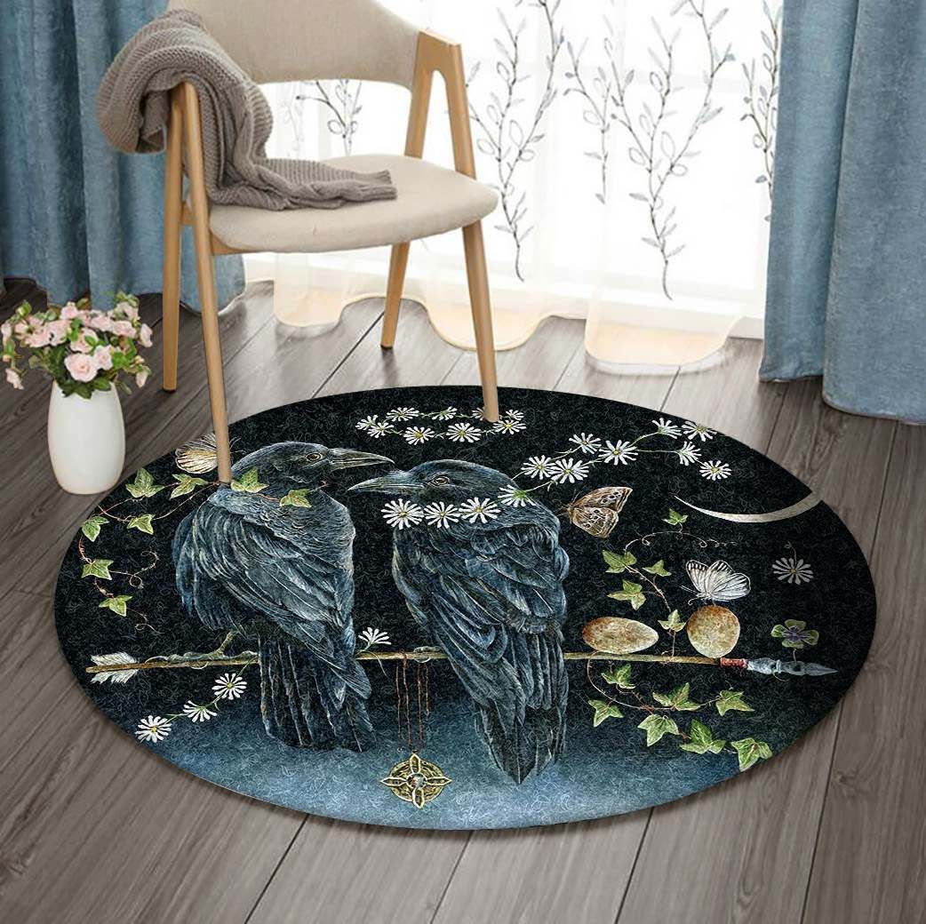 Crow Flower Round Carpet