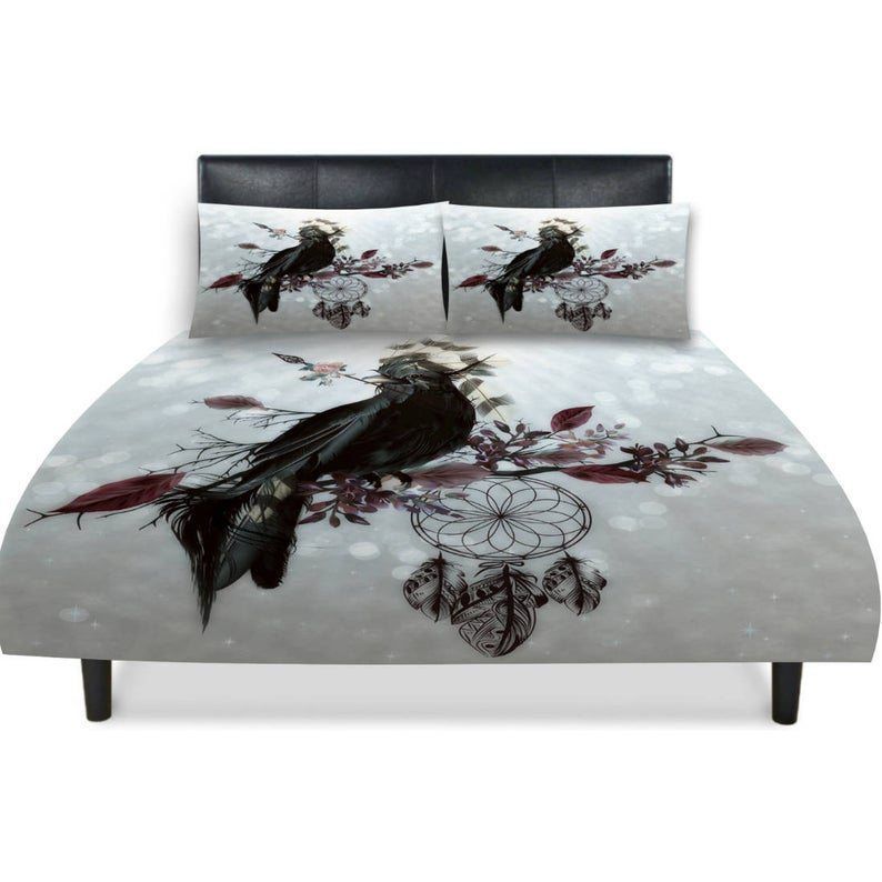 Crow Raven Boho Dreamcatcher Bedding Set