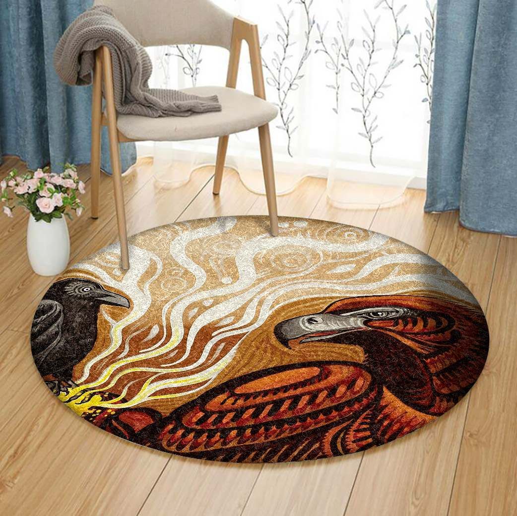 Crows And Eagle Round Carpet