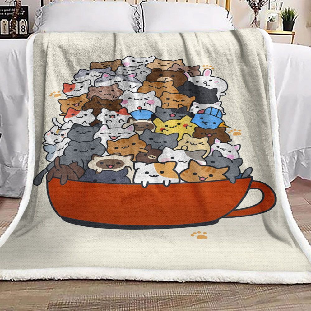 Cup Of Cats Sherpa Fleece Blanket