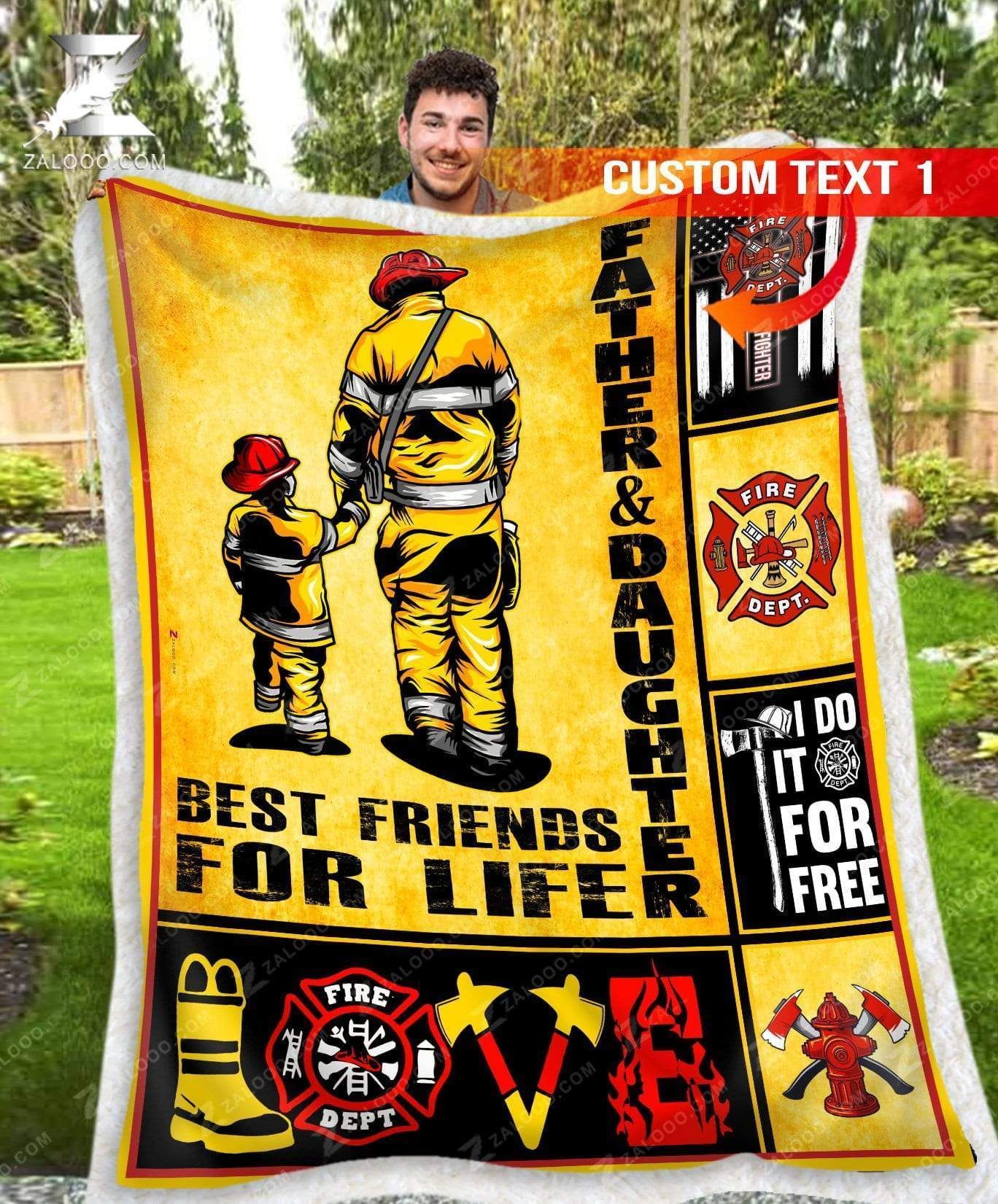 Custom Fleece Blanket – Firefighter Blanket – Father And Daughter – Best Friends For Life