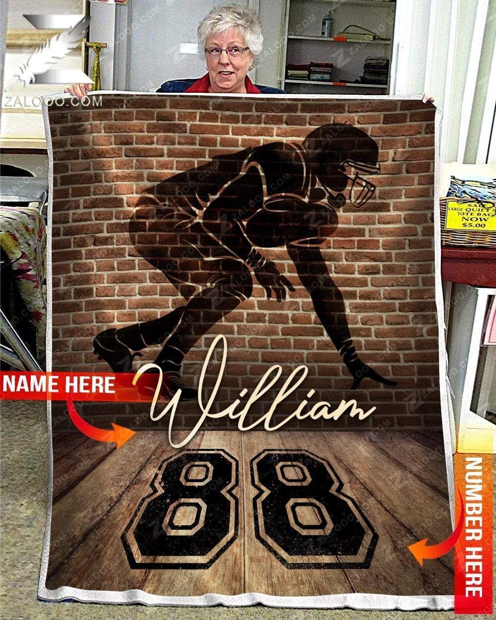 Custom Fleece Blanket – Football – Brick Wall