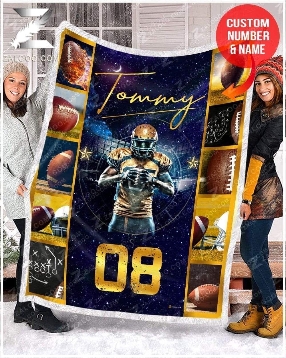 Custom Fleece Blanket – Football – Galaxy