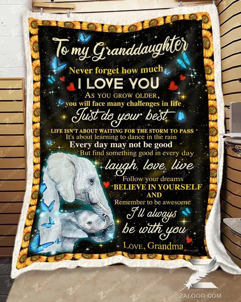 Custom Fleece Blanket – For Granddaughter From Grandma – Elephant – I’ll Always Be With You