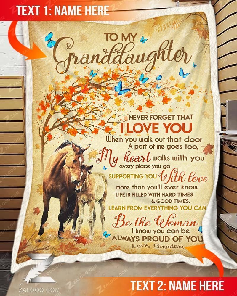 Custom Fleece Blanket – For Granddaughter From Grandma – Horse – Be The Woman I Know You Can Be