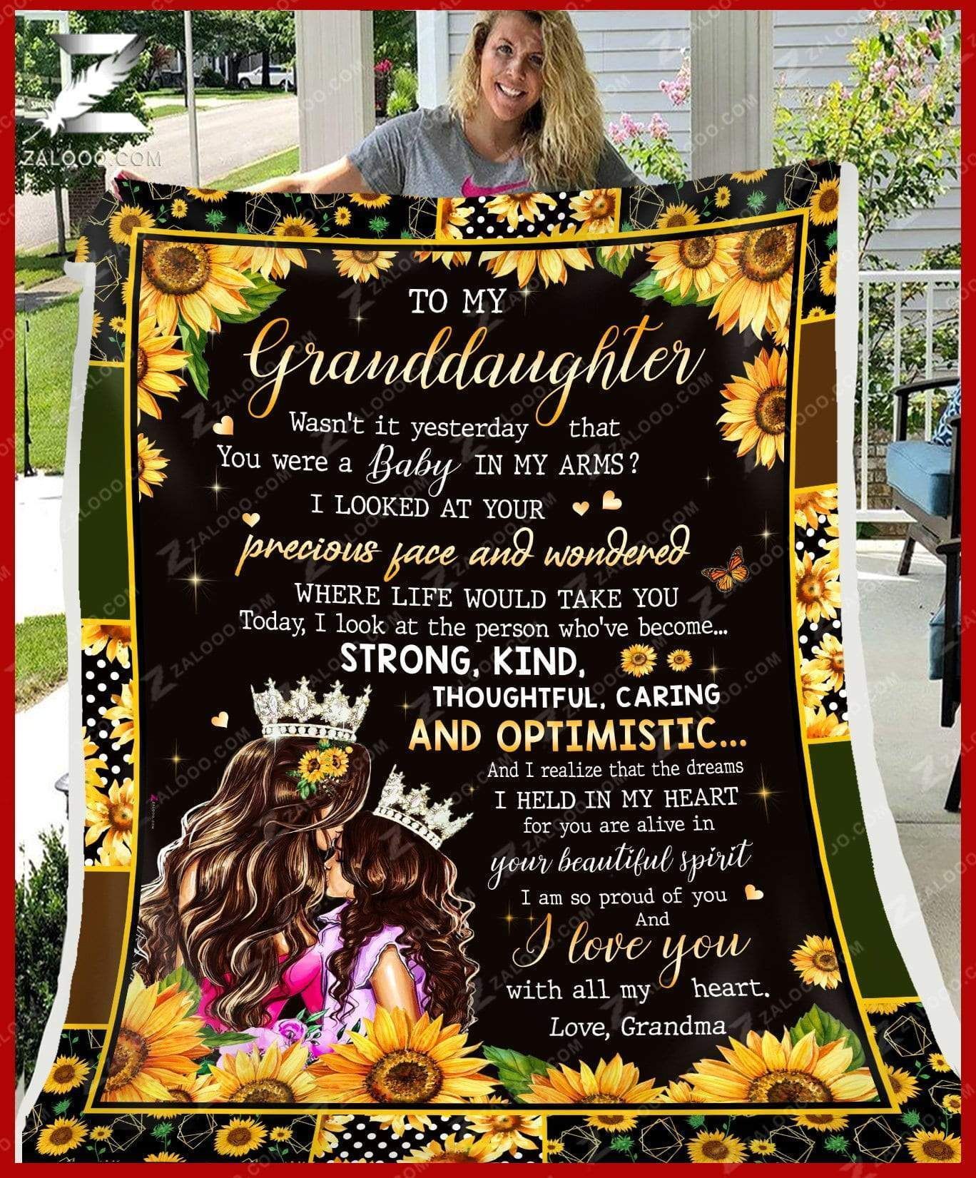 Custom Fleece Blanket – For Granddaughter From Grandma – I Love You With All My Heart
