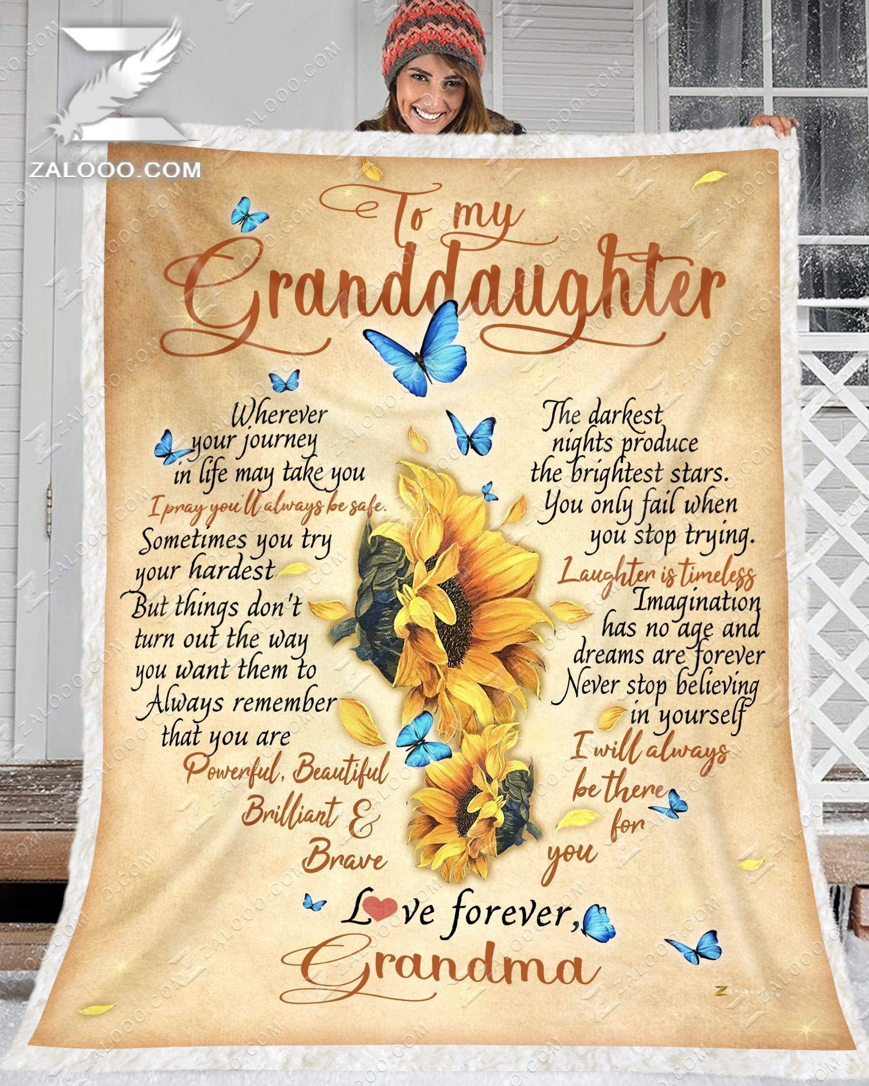 Custom Fleece Blanket – For Granddaughter From Grandma – I Will Always Be There For You (heart Ver2)