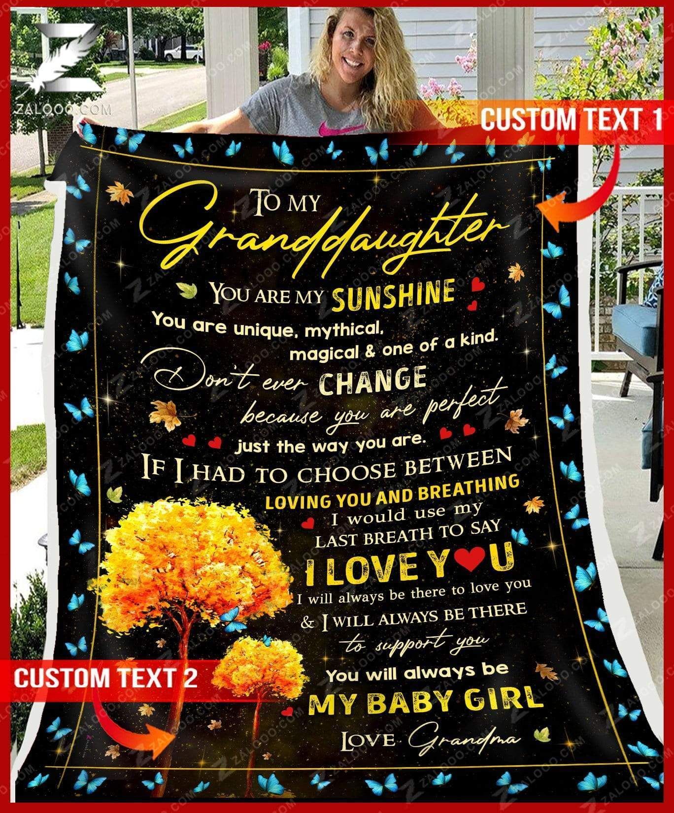 Custom Fleece Blanket – For Granddaughter From Grandma – You Are Perfect