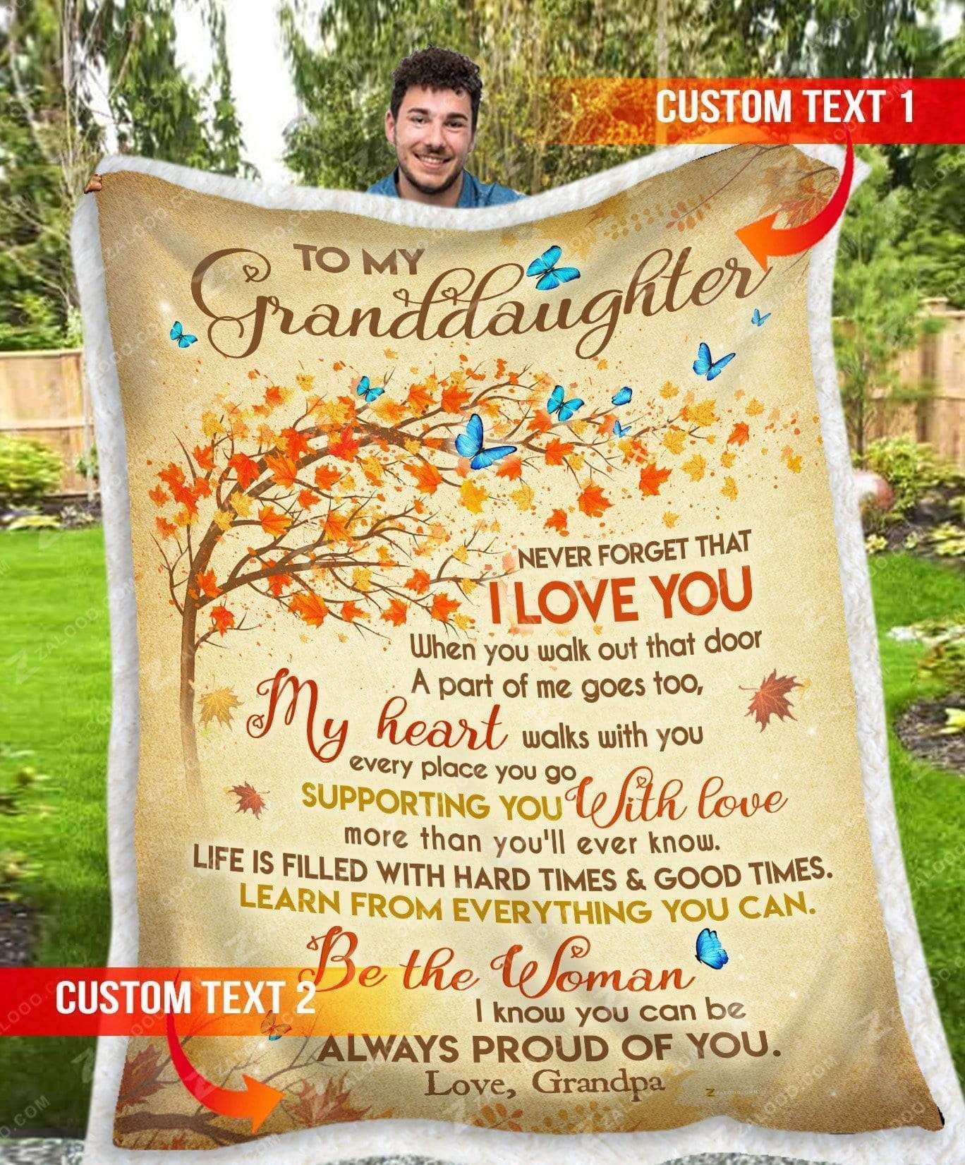 Custom Fleece Blanket – For Granddaughter From Grandpa – Be The Woman I Know You Can Be