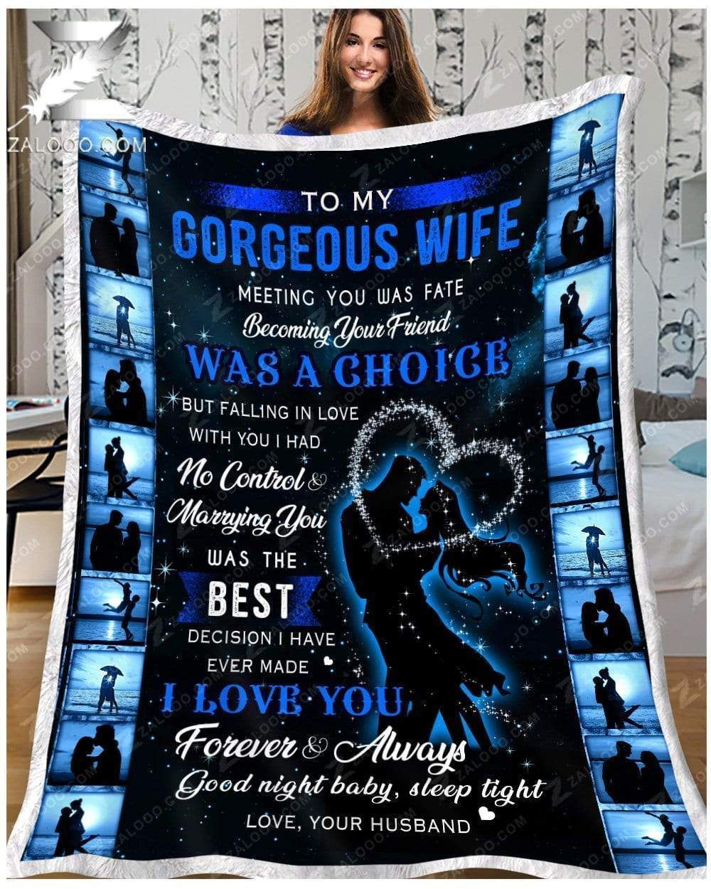 Custom Fleece Blanket – To My Wife – Wedding Anniversary – Meeting You Was Fate