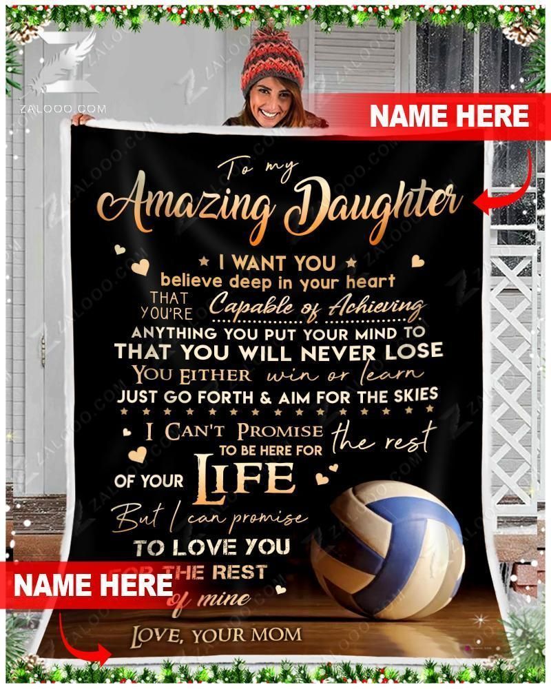 Custom Fleece Blanket – Volleyball – To My Daughter (mom) – You Will Never Lose