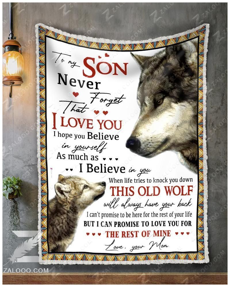 Custom Fleece Blanket – Wolf – For Son From Mom – When Life Tries To Knock You Down
