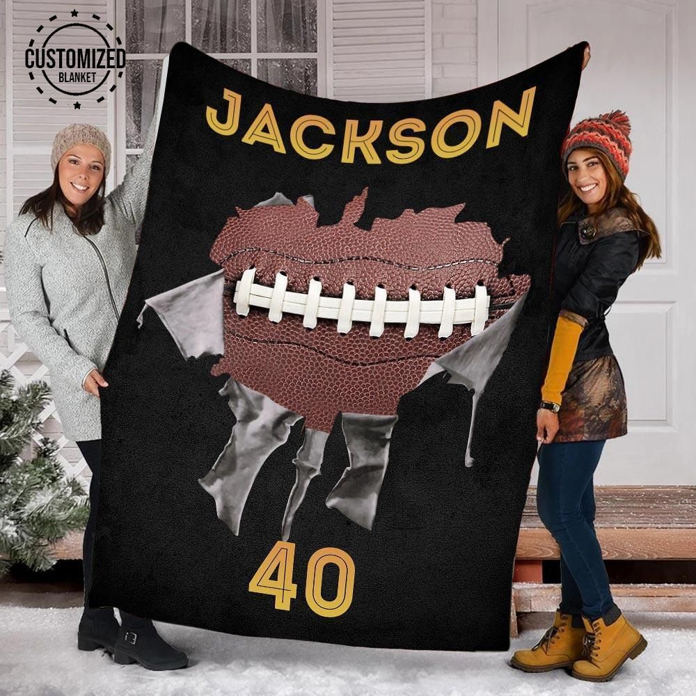 Custom Football Torn Fleece Blanket