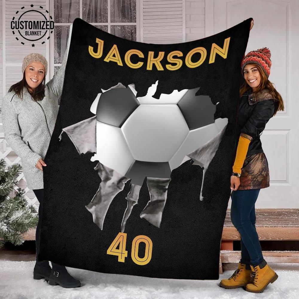 Custom Soccer Torn Fleece Blanket