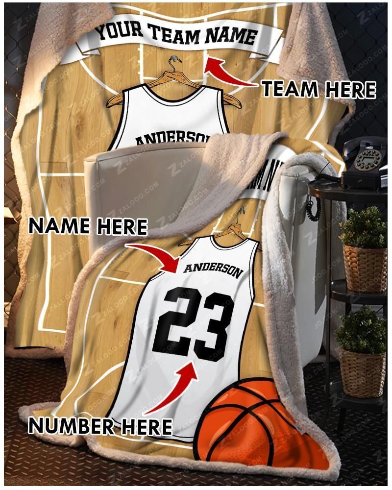 Custom Text Fleece Blanket Basketball Team Name Number