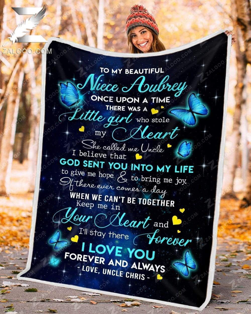 Custom Text Fleece Blanket Butterfly Niece Uncle Once Upon A Time