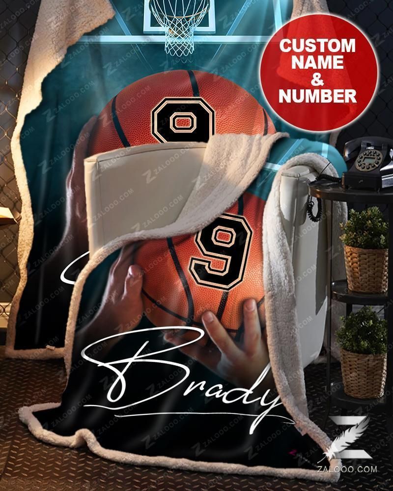 Custom Text Name Number Fleece Blanket Basketball Shooting Skills