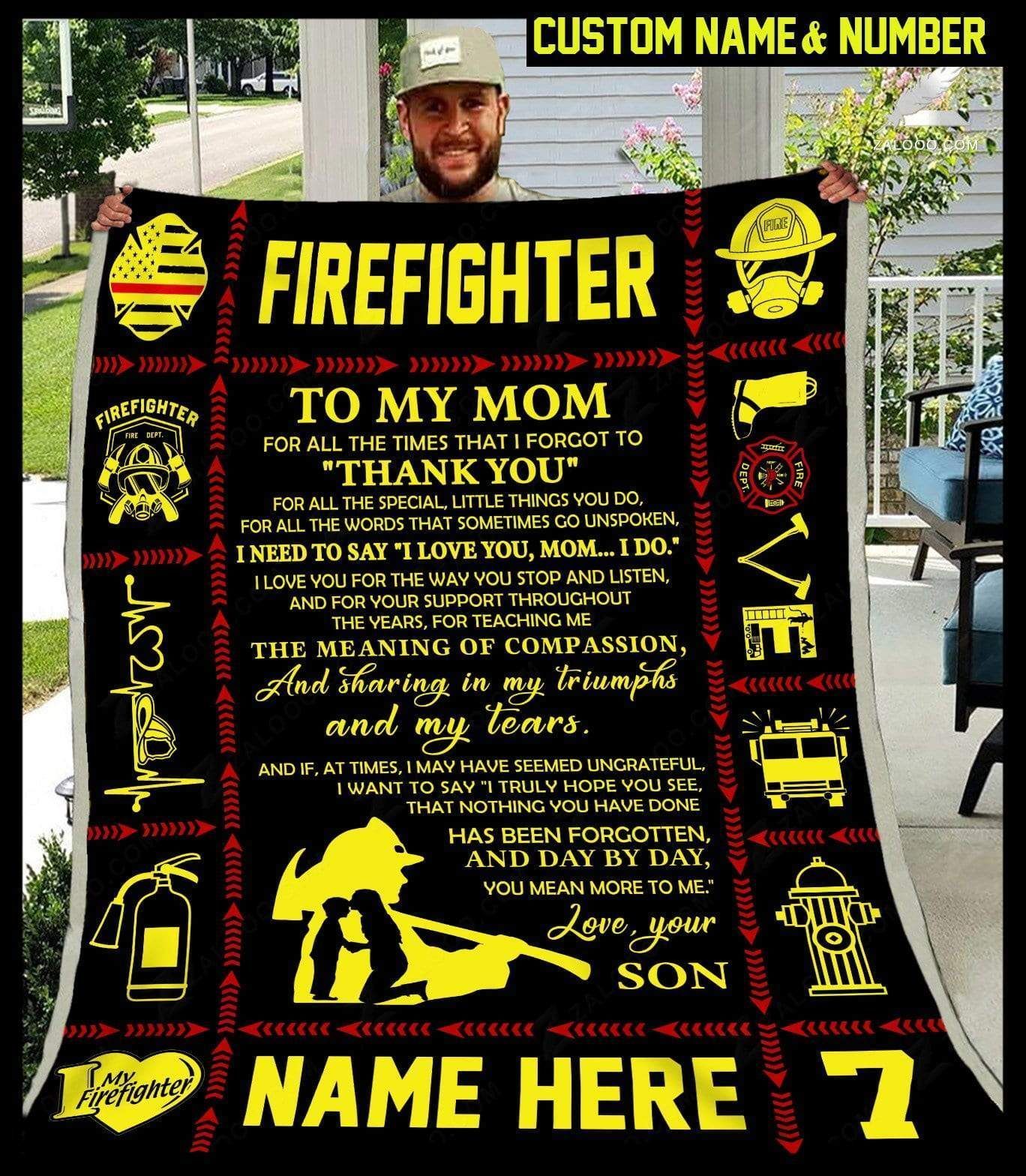 Customized Blanket Gift For Firefighter Mom Thank You For All The Times