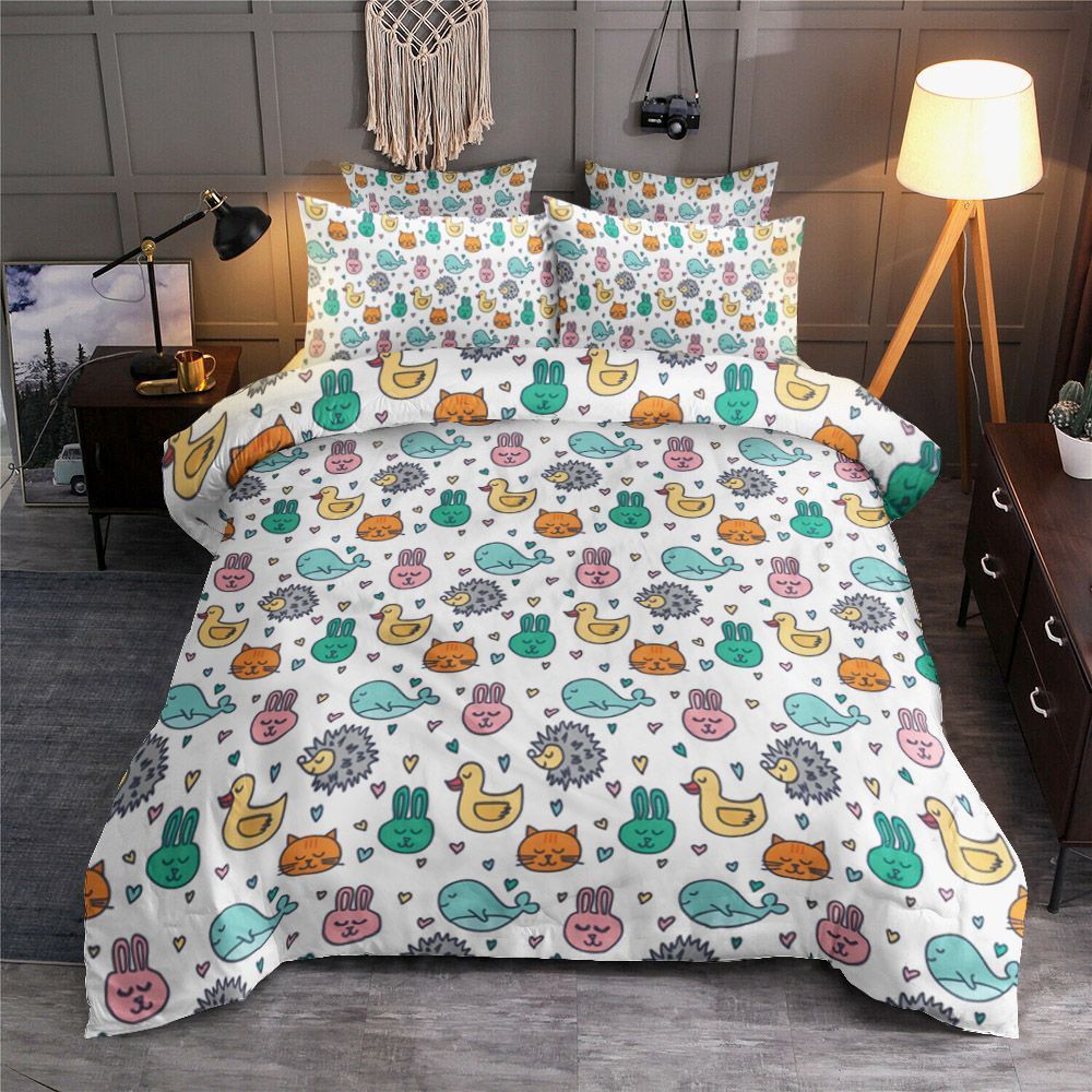 Cute Animals Seamless Pattern Bedding Set