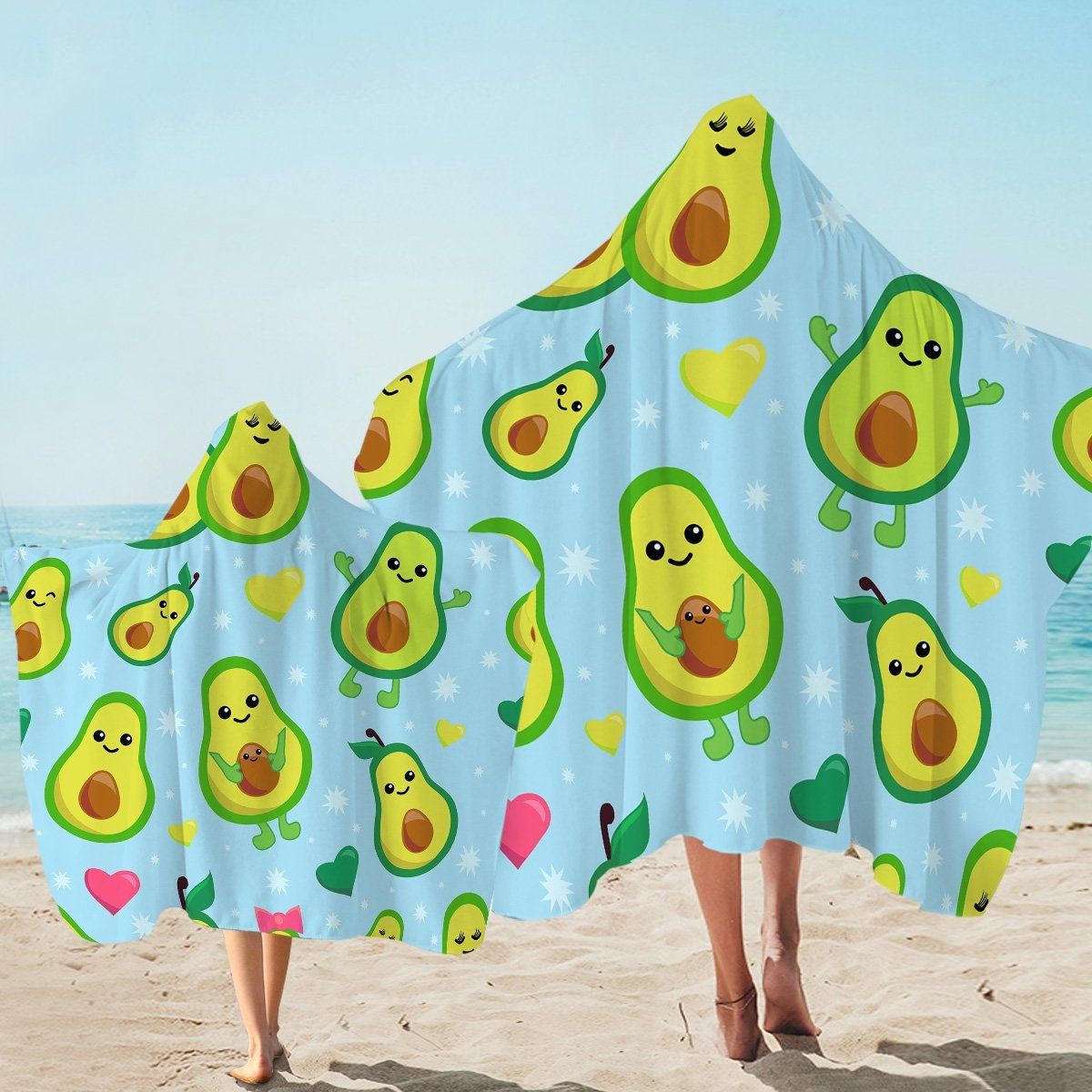 Cute Avocado Lover Pattern Printed Hooded Towel