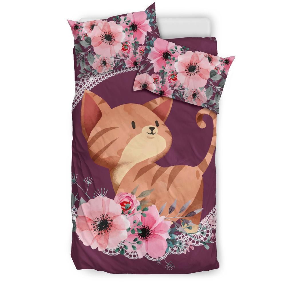 Cute Baby Lion Flower Purple Bedding Set