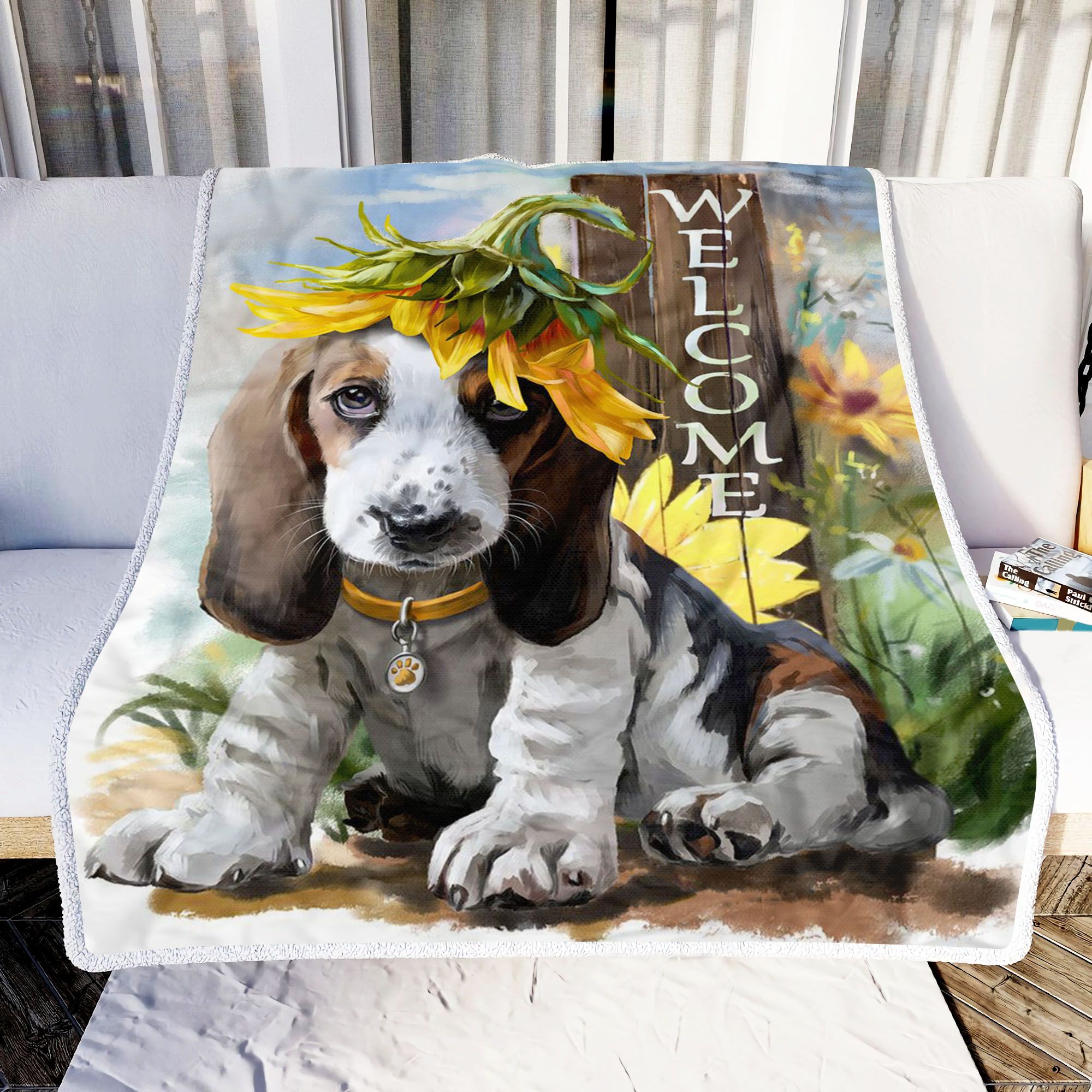 Cute Basset House Fleece Blanket