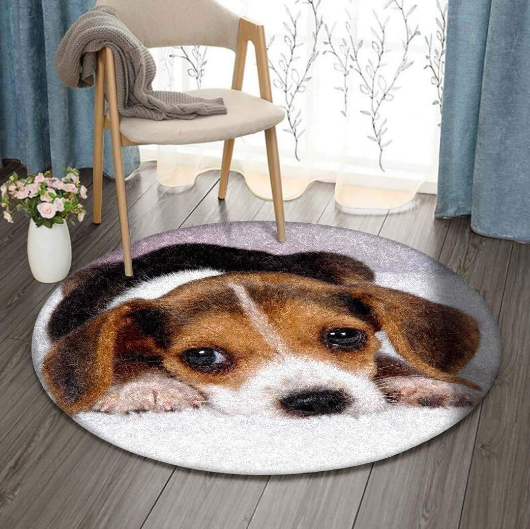 Cute Beagle Round Carpet