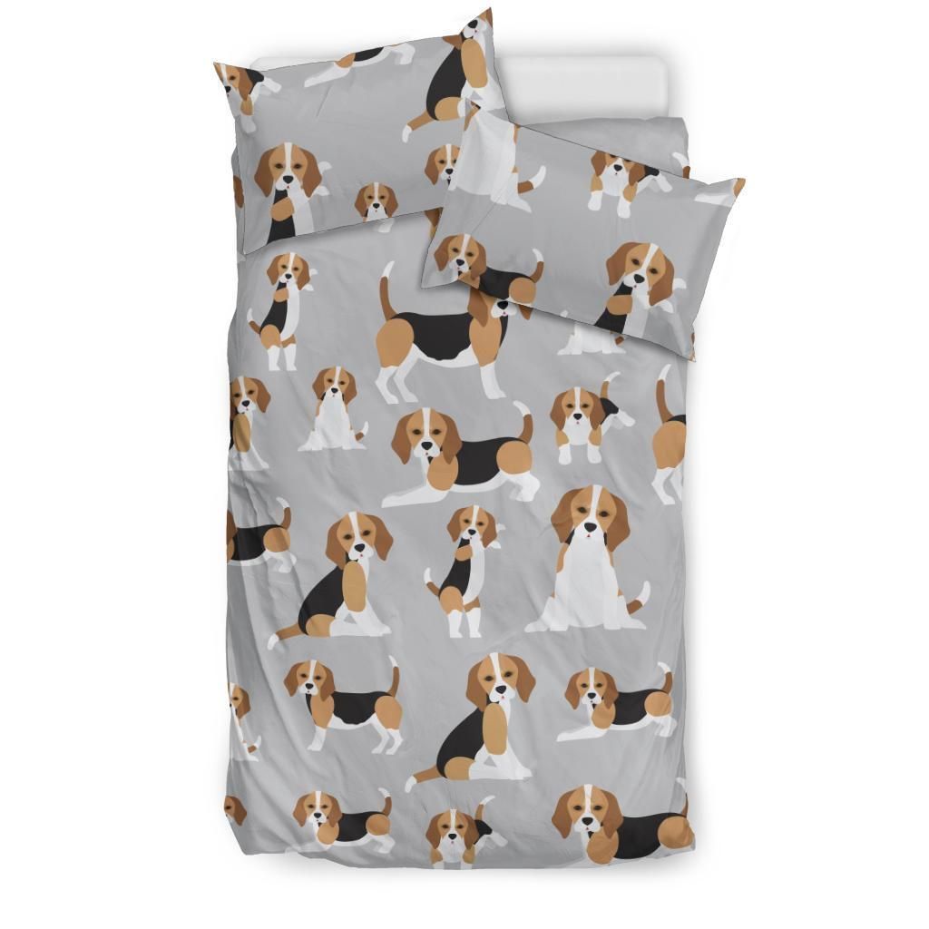 Cute Beagles On Gray Bedding Set