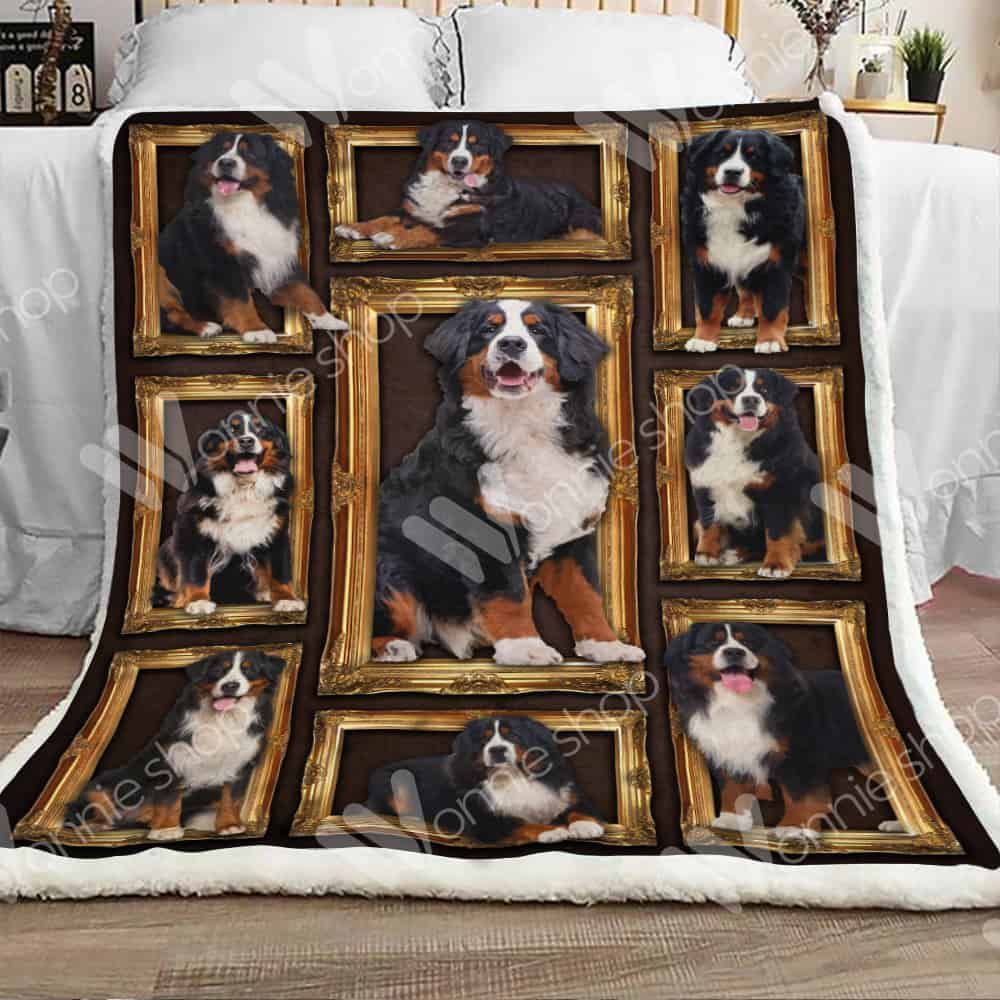 Cute Bernese Mountain Dog Sherpa Fleece Blanket