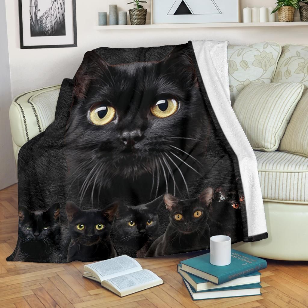 Cute Black Cat Sherpa Fleece Blanket