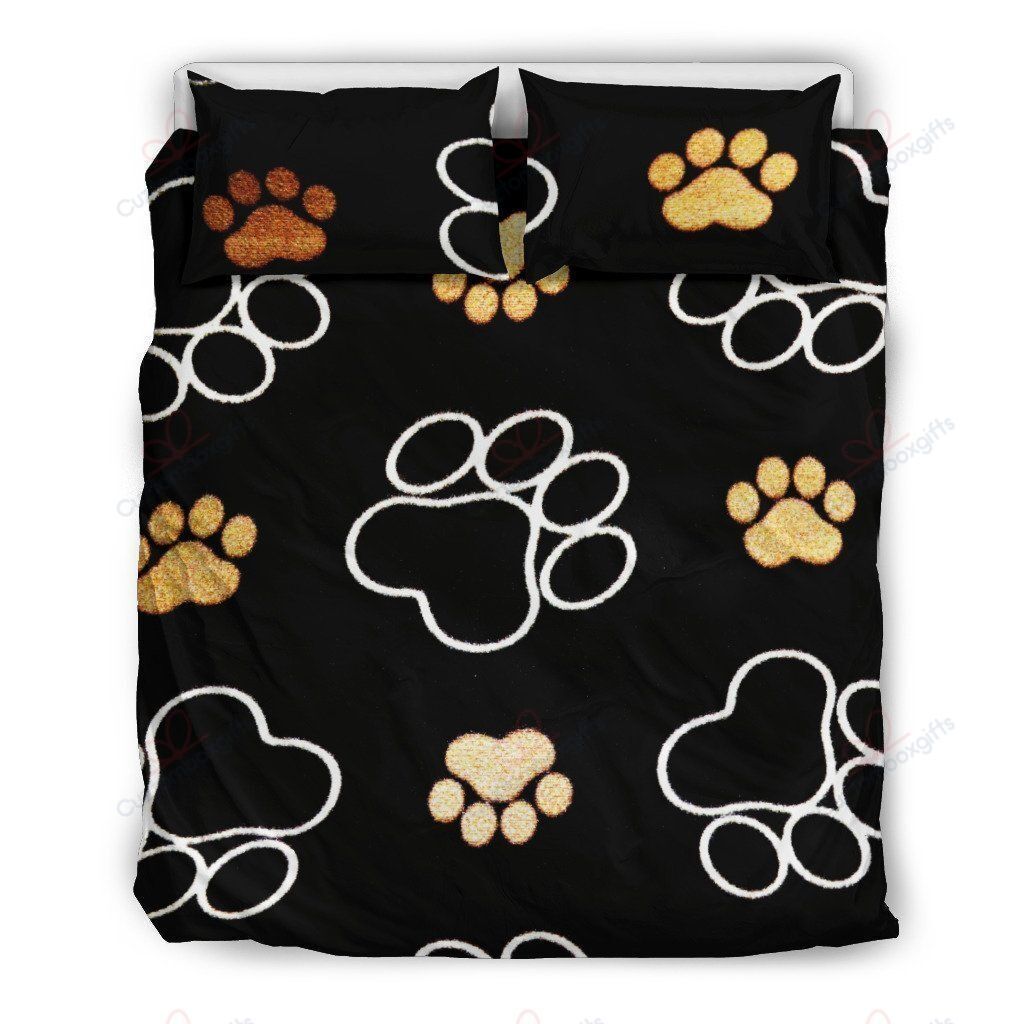 Cute Black Paw Printed Bedding Set