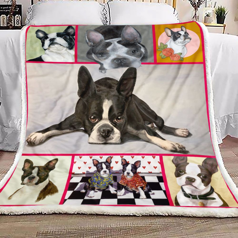 Cute Boston Fleece Blanket