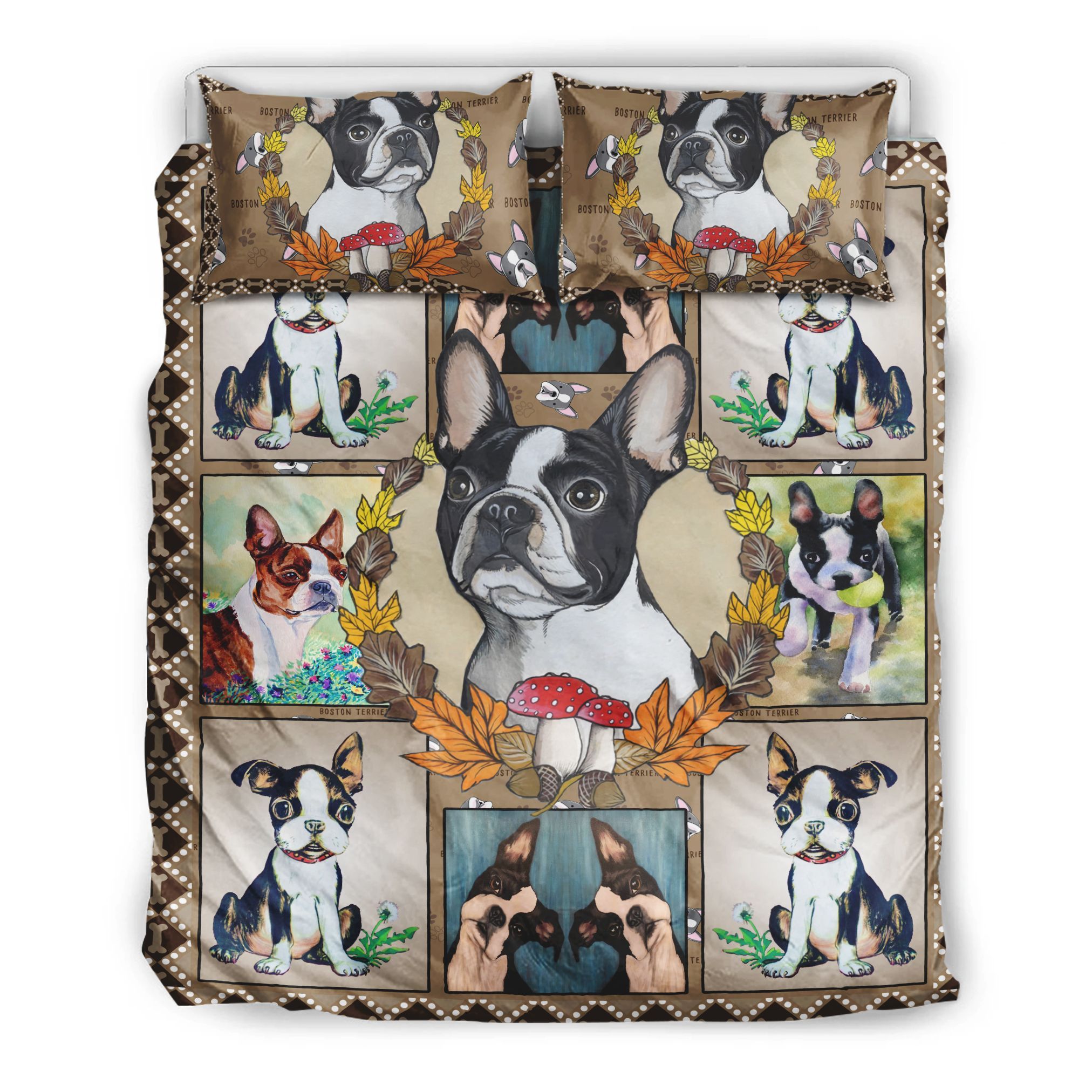 Cute Boston Terrier Bedding Set